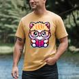 Adorable Book Lover Persian Cat With Reading Glasses Cute Men's Comfort Colors T-Shirt Mustard Adorable Book Lover Persian Cat With Reading Glasses Cute Men's Comfort Colors T-Shirt Mustard