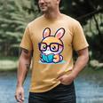 Adorable Book Lover Rabbit With Reading Glasses Cute Premium Men's Comfort Colors T-Shirt Mustard