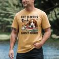 Basset Hound Dog Breed Life Is Better With Books And a For Men Women Girls Kids Men's Comfort Colors T-Shirt Mustard