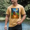 Bigfoot And Alien Reading Books Campfire Halloween Men's Comfort Colors T-Shirt Mustard Bigfoot And Alien Reading Books Campfire Halloween Men's Comfort Colors T-Shirt Mustard