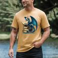 Book Lover Bookworm Reading Books Dragon Sci-Fi Character Men's Comfort Colors T-Shirt Mustard