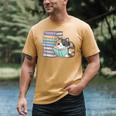 Cat On Books Pets Cats Reading Book Nerd Read Reader Bookcat Men's Comfort Colors T-Shirt Mustard