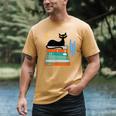 Cat And Books Retro Midcentury Mid Century Aesthetic Men's Comfort Colors T-Shirt Mustard Cat And Books Retro Midcentury Mid Century Aesthetic Men's Comfort Colors T-Shirt Mustard