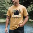 Cat On Open Book Mushrooms Ferns Dark Academia Men's Comfort Colors T-Shirt Mustard