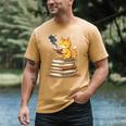 Cat Reading Books Men's Comfort Colors T-Shirt Mustard Cat Reading Books Men's Comfort Colors T-Shirt Mustard