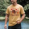 Cozy Season Autumn Leaves Books Pumpkins Fall Halloween Men's Comfort Colors T-Shirt Mustard Cozy Season Autumn Leaves Books Pumpkins Fall Halloween Men's Comfort Colors T-Shirt Mustard