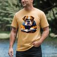 Cute Dog English Bulldog Reading Book Men's Comfort Colors T-Shirt Mustard Cute Dog English Bulldog Reading Book Men's Comfort Colors T-Shirt Mustard