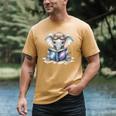 Cute Elephant Reading Universe Book Men's Comfort Colors T-Shirt Mustard