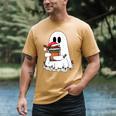 Cute Ghost Holding Books Bookish Christmas Men's Comfort Colors T-Shirt Mustard
