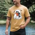 Cute Halloween Ghost Reading Book Men's Comfort Colors T-Shirt Mustard
