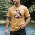 Cute Kitten Bookworm Adorable Cat With Glasses Reading Book Men's Comfort Colors T-Shirt Mustard