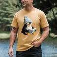 Cute Penguin Reading Book Faux-Crochet Print Men's Comfort Colors T-Shirt Mustard