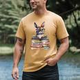 Cute Reading Bunny With Glasses Books Bookworm Reader Book Premium Tri-Blend Men's Comfort Colors T-Shirt Mustard