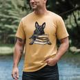 Dutch Shepherd Books Reading Dog Breed Graphic Men's Comfort Colors T-Shirt Mustard Dutch Shepherd Books Reading Dog Breed Graphic Men's Comfort Colors T-Shirt Mustard