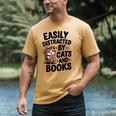 Easily Distracted By Cats And Books Lovers Reading Men's Comfort Colors T-Shirt Mustard