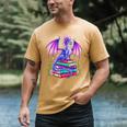 Fantasy Dragon Reading Books Bookworm Men's Comfort Colors T-Shirt Mustard Fantasy Dragon Reading Books Bookworm Men's Comfort Colors T-Shirt Mustard