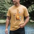 Giraffe Reading Tea Books Coffee Book Lover Graphic Men's Comfort Colors T-Shirt Mustard