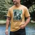 Godzilla Ocean Scene Comic Book Illustration Movie Monster Men's Comfort Colors T-Shirt Mustard Godzilla Ocean Scene Comic Book Illustration Movie Monster Men's Comfort Colors T-Shirt Mustard