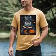 Halloween Girls Boys Cute Wolf Book Pumpkin Kids Halloween Men's Comfort Colors T-Shirt Mustard