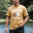 Haunted By My TBR Cute Ghost Book Reading Teacher Halloween Men's Comfort Colors T-Shirt Mustard