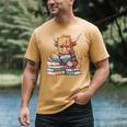 Highland Cow Reading Book Librarian Library Men's Comfort Colors T-Shirt Mustard Highland Cow Reading Book Librarian Library Men's Comfort Colors T-Shirt Mustard