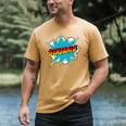 Kids Boys Benjamin Name Personalized Superhero Comic Book Men's Comfort Colors T-Shirt Mustard