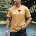 I Love Non Fiction Heart Books Reading Writing Writer Read Men's Comfort Colors T-Shirt Mustard I Love Non Fiction Heart Books Reading Writing Writer Read Men's Comfort Colors T-Shirt Mustard