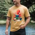 Octopus Reading Books Tea Coffee Men's Comfort Colors T-Shirt Mustard