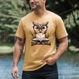 Owl Reading A Book Perched On A Branch Bookworm Men's Comfort Colors T-Shirt Mustard
