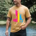 Pansexual Pride Celestial Cat Sitting Book LGBTQ Pan Colors Men Women Men's Comfort Colors T-Shirt Mustard
