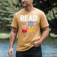 Pig Elephant Reading Cute Book Lover Bookworm Boys Girls Kid Men's Comfort Colors T-Shirt Mustard