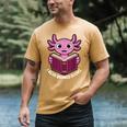 I Read Banned Books Axolotl Reading Men's Comfort Colors T-Shirt Mustard