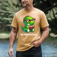 Readasaurus Reading Dinosaur Book Reader Bookworm Men's Comfort Colors T-Shirt Mustard