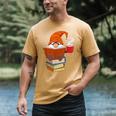 Reading Lover Book Graphic Gnome Men's Comfort Colors T-Shirt Mustard