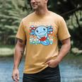 Readsolotl Blue Kawaii Axolotl Book Lover Reading Retro Men's Comfort Colors T-Shirt Mustard