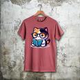 Adorable Book Lover Calico Cat With Reading Glasses Cute For Men Women Kids Men's Comfort Colors T-Shirt Crimson