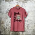 Books Are My Therapy Coffee Books Flowers Bookish Book Lover Men's Comfort Colors T-Shirt Crimson