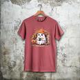 Cute Ghost Drinking Coffee Halloween Reading Book Retro Men's Comfort Colors T-Shirt Crimson