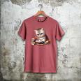 Cute Kitten Bookworm Adorable Cat With Glasses Reading Book Men's Comfort Colors T-Shirt Crimson