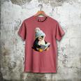 Cute Penguin Reading Book Faux-Crochet Print Men's Comfort Colors T-Shirt Crimson
