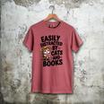 Easily Distracted By Cats And Books Lovers Reading Men's Comfort Colors T-Shirt Crimson