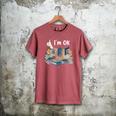 I'm OK Books Pile Books Stack Bibliophile Bookisk Men's Comfort Colors T-Shirt Crimson