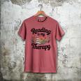 Reading Is My Therapy Book Lover Bookworm Men's Comfort Colors T-Shirt Crimson
