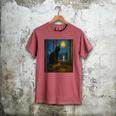 Van Gogh Starry Night Art Cat And Book Lovers Men's Comfort Colors T-Shirt Crimson