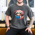 Adorable Book Lover Axolotl With Reading Glasses Cute Men's Comfort Colors T-Shirt Pepper