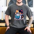 Adorable Book Lover Calico Cat With Reading Glasses Cute For Men Women Kids Men's Comfort Colors T-Shirt Pepper
