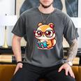 Adorable Book Lover Chipmunk With Reading Glasses Cute Premium Men's Comfort Colors T-Shirt Pepper