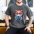 Adorable Book Lover Maine Coon Cat With Reading Glasses Cute Men's Comfort Colors T-Shirt Pepper Adorable Book Lover Maine Coon Cat With Reading Glasses Cute Men's Comfort Colors T-Shirt Pepper