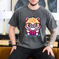 Adorable Book Lover Persian Cat With Reading Glasses Cute Men's Comfort Colors T-Shirt Pepper Adorable Book Lover Persian Cat With Reading Glasses Cute Men's Comfort Colors T-Shirt Pepper