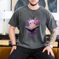 Axolotl Bookworm Reading Book Kawaii Graphic Men's Comfort Colors T-Shirt Pepper